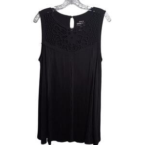 EUC Torrid Size 1X Black Sleeveless Lace Super Soft Knit Top
